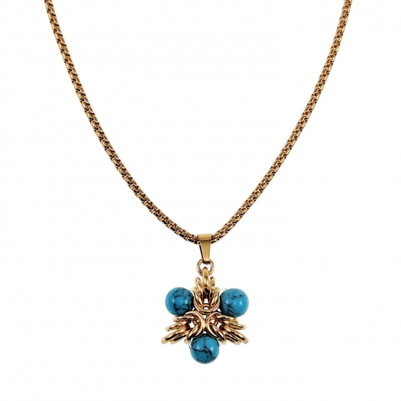 55 cm Verguld RVS Verstelbaar Jasseron-Ketting met Turquoise Sterhanger 55 cm Verguld RVS Verstelbaar Jasseron-Ketting met Turquoise Sterhanger