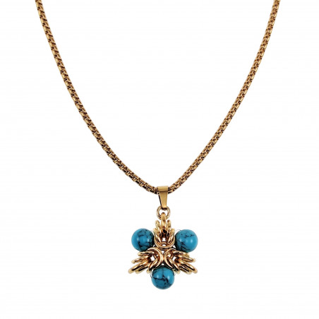 55 cm Verguld RVS Verstelbaar Jasseron-Ketting met Turquoise Sterhanger