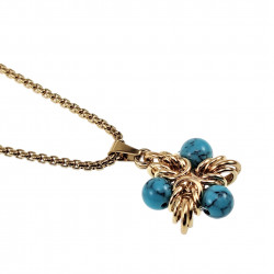 55 cm Verguld RVS Verstelbaar Jasseron-Ketting met Turquoise Sterhanger