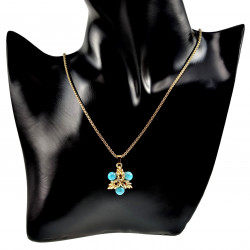 55 cm Verguld RVS Verstelbaar Jasseron-Ketting met Turquoise Sterhanger