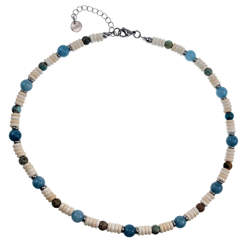 RVS - Witte Granaat Abacos Stenen Ketting Unisex - Verstelbaar 45-50cm