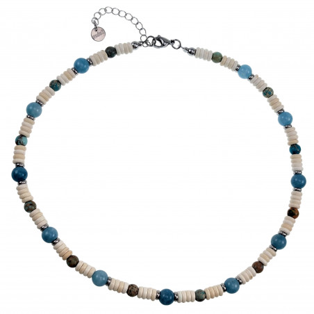 RVS - Witte Granaat Abacos Stenen Ketting Unisex - Verstelbaar 45-50cm
