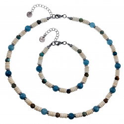 RVS - Witte Granaat Abacos Stenen Ketting Unisex - Verstelbaar 45-50cm