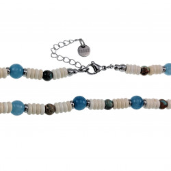 RVS - Witte Granaat Abacos Stenen Ketting Unisex - Verstelbaar 45-50cm