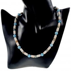 RVS - Witte Granaat Abacos Stenen Ketting Unisex - Verstelbaar 45-50cm