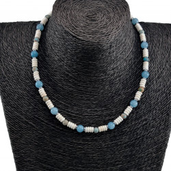 RVS - Witte Granaat Abacos Stenen Ketting Unisex - Verstelbaar 45-50cm