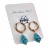 Verguld RVS - ∅14mm Oorringen met Druppel Turquoise Hangertjes Dames
