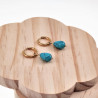 Verguld RVS - ∅14mm Oorringen met Druppel Turquoise Hangertjes Dames