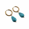 Verguld RVS - ∅14mm Oorringen met Druppel Turquoise Hangertjes Dames