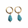 Verguld RVS - ∅14mm Oorringen met Druppel Turquoise Hangertjes Dames