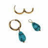 Verguld RVS - ∅14mm Oorringen met Druppel Turquoise Hangertjes Dames