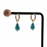 Verguld RVS - ∅14mm Oorringen met Druppel Turquoise Hangertjes Dames