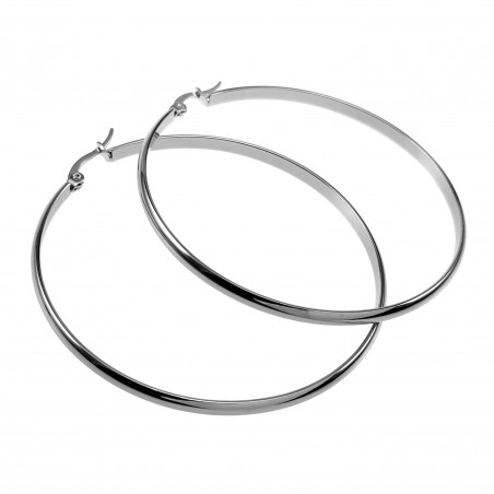 ∅60mm x 3mm Oorringen Dames - Gepolijst RVS - Oorbellen
