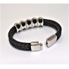 Gevlochten Leren Armband met Staal Elementen