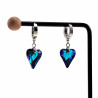 Lange Oorbellen Dames - Hart Design - Gepolijst RVS - Oorringen met Blauw-Groene Kristal Hanger