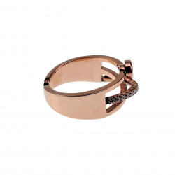 Ring Dames - Verguld Roségoudkleur RVS - Brede Ring - Doorkruist-Design