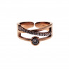 Ring Dames - Verguld Roségoudkleur RVS - Brede Ring - Doorkruist-Design