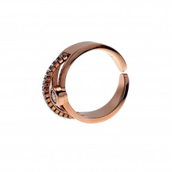 Ring Dames - Verguld Roségoudkleur RVS - Brede Ring - Doorkruist-Design