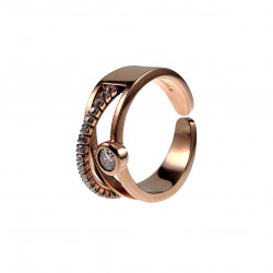 Ring Dames - Verguld Roségoudkleur RVS - Brede Ring - Doorkruist-Design