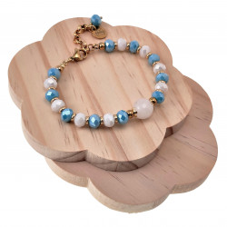 Verguld RVS Armband met Turkoois en Witte Kristallen Verstelbaar Dames