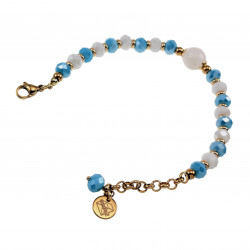 Verguld RVS Armband met Turkoois en Witte Kristallen Verstelbaar Dames