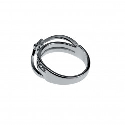 Ring Dames - Gepolijst RVS - Ring met Ster en Glimmende Zirkonia Steentjes - Brede Ring