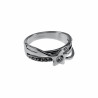Ring Dames - Gepolijst RVS - Ring met Ster en Glimmende Zirkonia Steentjes - Brede Ring