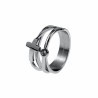 Ring Dames - Gepolijst RVS - Ring met Kruis en Zirkonia Steen - Brede Ring