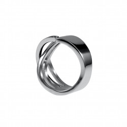 Ring Dames - Gepolijst RVS - Brede Ring met Zirkonias Steentjes
