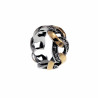 Ring Dames - Zilverkleurige - Goudkleurige RVS -  Cubaans Schakeldesign Ring - Brede Ring met Zirkonias Steentjes