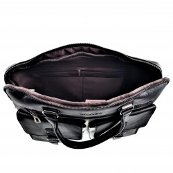 Laptoptas Heren - Zwarte Imitatieleer - Laptop Schoudertas 15 inch