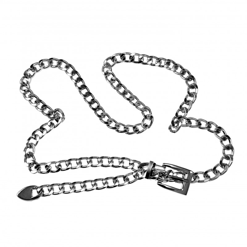 Riem Dames - Metalen Taille Kettingriem 103cm - Zilverkleurige Riem - Cubaanse-Design Riem