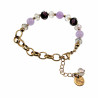 Verguld RVS Ronde Schakelarmband met Kristallen en Paarse Jade Stenen