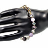 Verguld RVS Ronde Schakelarmband met Kristallen en Paarse Jade Stenen