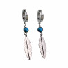 Oorbellen Dames - Gepolijst  RVS - Zilverkleurige - Lange Oorbellen - Oorringen met Natuurlijke Turquoise Steen en Veerhanger