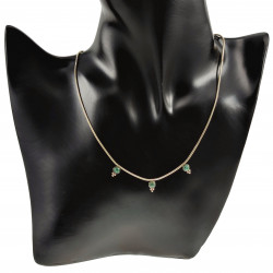 Verguld RVS Slangenketting met Drie Groenen Stenen Hanger Verstelbaar