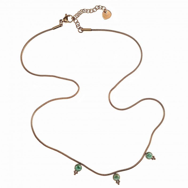 Verguld RVS Slangenketting met Drie Groenen Stenen Hanger Verstelbaar Verguld RVS Slangenketting met Drie Groenen Stenen Hanger Verstelbaar