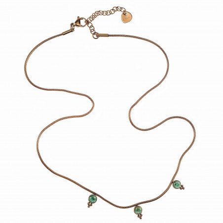 Verguld RVS Slangenketting met Drie Groenen Stenen Hanger Verstelbaar