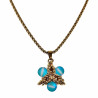 55cm Verguld RVS Verstelbaar Jasseron-Ketting met Lichtblauw Sterhanger