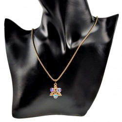 55cm Verguld RVS Verstelbaar Jasseron-Ketting met Lichtblauw Sterhanger