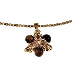 55cm Verguld RVS Verstelbaar Jasseron-Ketting met Tijgeroog Sterhanger