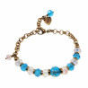 Verguld RVS Schakelarmband met Turquoise Glaskralen - Murano-Kraal