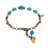 Verguld RVS Schakelarmband met Turquoise Glaskralen - Murano-Kraal