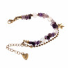 Dubbele Armband Amethistgrind - Witte Maansteen - Verguld RVS
