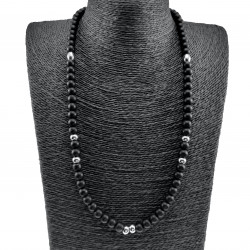 65cm - 8,5mm Kralenketting Heren - of 19cm Onyx Armband - RVS - Matte Onyx Natuursteen - Zwarte Natuursteen Ketting