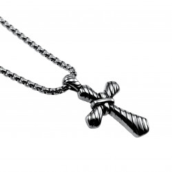 60cm x 3mm RVS Jasseron-ketting + Kruis Hanger met Details Unisex