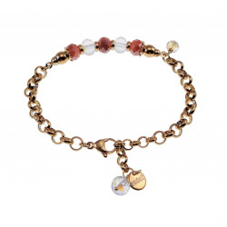17 tot 20cm Verguld RVS Ronde Schakelarmband met Orange Kristallen