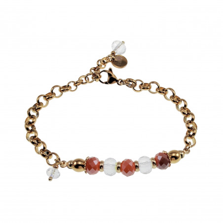 17 tot 20cm Verguld RVS Ronde Schakelarmband met Orange Kristallen