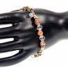 17 tot 20cm Verguld RVS Ronde Schakelarmband met Orange Kristallen