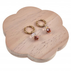 Dames - Verguld RVS Oorringen met Orange Gefacetteerde Kristal Hanger